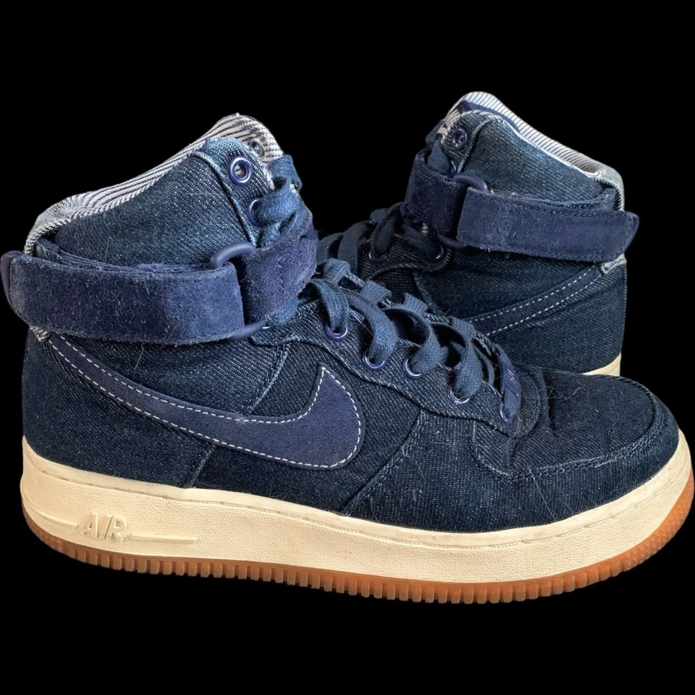 Nike Women's Denim Navy High-Top Sneakers with Gum Sole